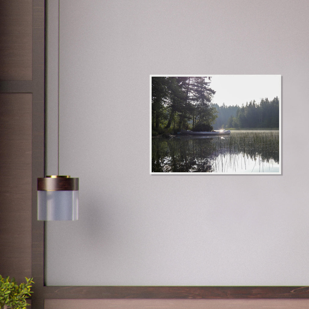 Morning Mist Canoe - Framed Poster - JDivine 