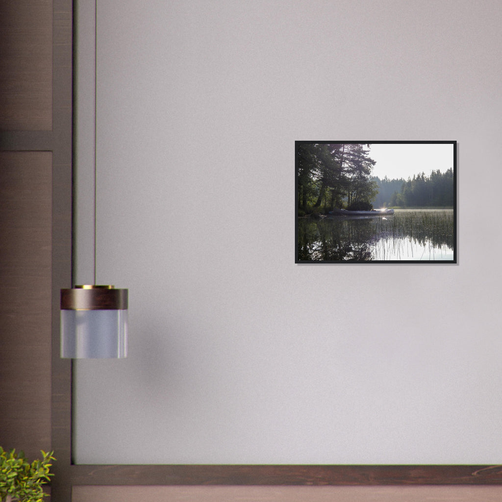 Morning Mist Canoe - Framed Poster - JDivine 